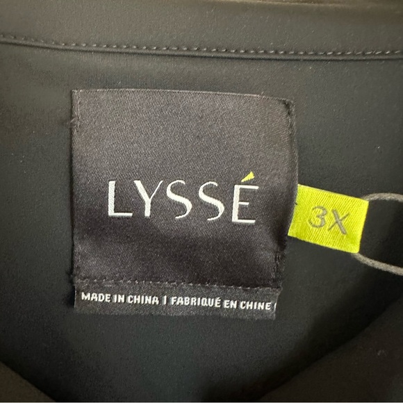 NWT Lysse’ 3X Black Schiffer Button Down Tunic Shirt Lyssentials Microfiber New - Picture 9 of 10